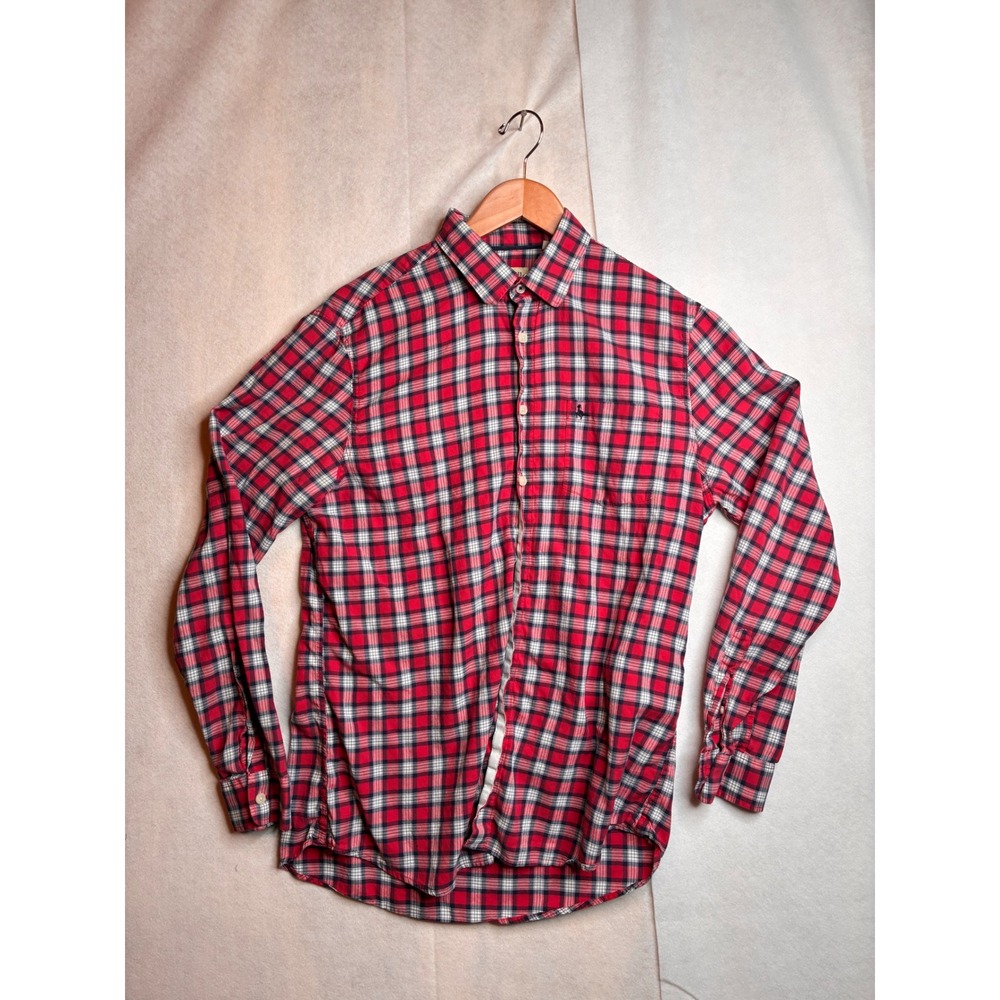 Jack Wills Mens Red Plaid Long Sleeve Button Down Shirt Size L Pheasant‎ Logo